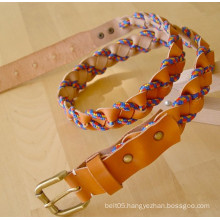 Lady hand made braided belts leather with colourful climbing rope